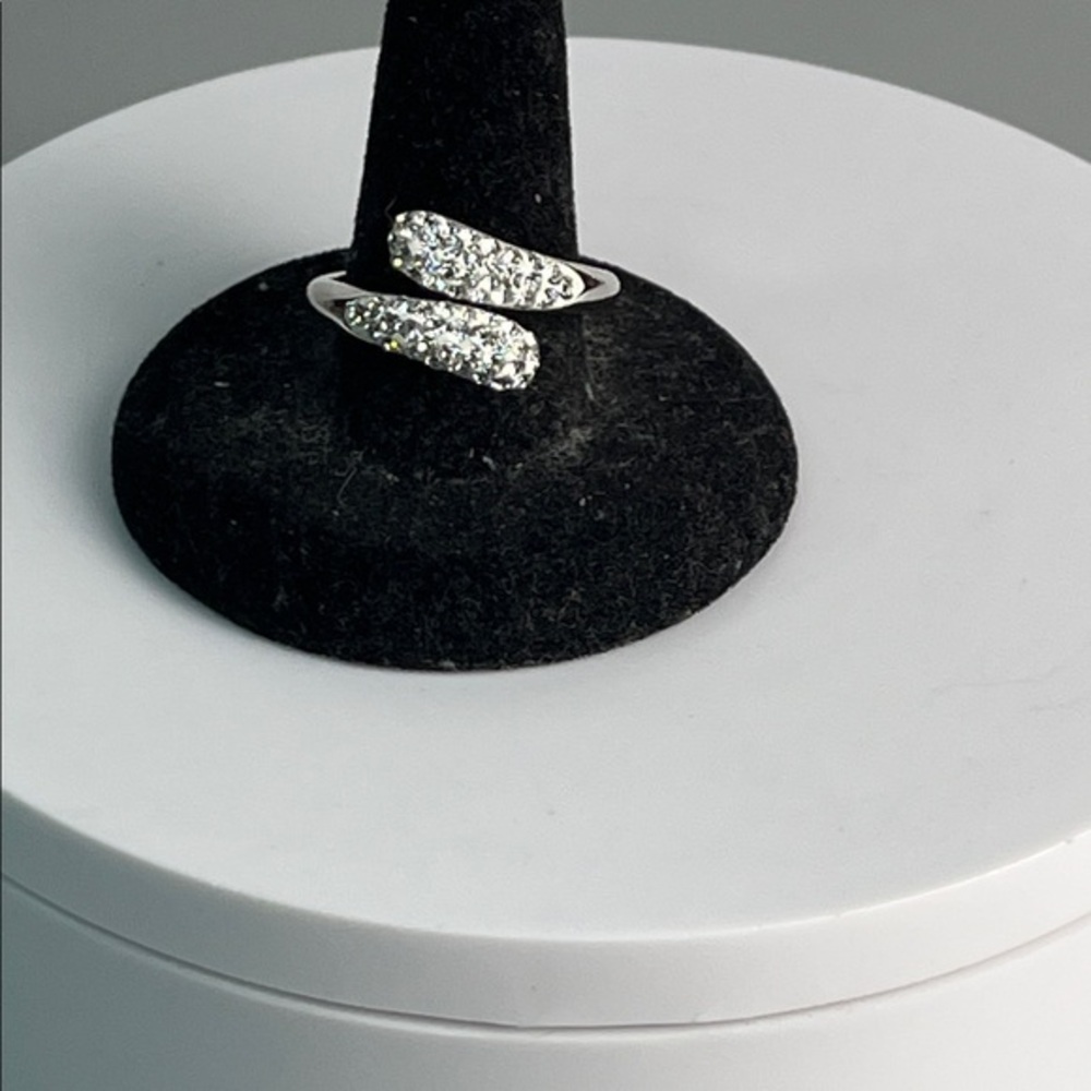 Silver tone Pave Crystal Ring Size 10